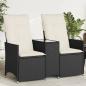 Preview: ARDEBO.de - Gartensofa 2-Sitzer Verstellbar mit Tisch Schwarz Poly Rattan