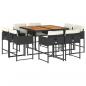 Preview: 9-tlg. Garten-Essgruppe mit Kissen Schwarz Poly Rattan