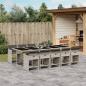 Preview: ARDEBO.de - 11-tlg. Garten-Essgruppe mit Kissen Hellgrau Poly Rattan