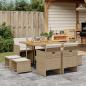 Preview: ARDEBO.de - 9-tlg. Garten-Essgruppe mit Kissen Beige Poly Rattan