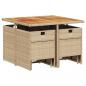 Preview: 9-tlg. Garten-Essgruppe mit Kissen Beige Poly Rattan