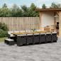 Preview: ARDEBO.de - 17-tlg. Garten-Essgruppe mit Kissen Schwarz Poly Rattan