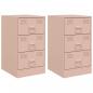 Preview: Nachttische 2 Stk. Rosa 34,5x39x62 cm Stahl
