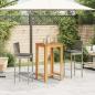 Preview: 3-tlg. Gartenbar-Set Grau Massivholz Akazie und Poly Rattan