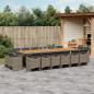 Preview: ARDEBO.de - 17-tlg. Garten-Essgruppe mit Kissen Grau Poly Rattan