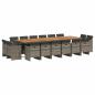 Preview: 17-tlg. Garten-Essgruppe mit Kissen Grau Poly Rattan