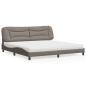 Preview: ARDEBO.de - Bett mit Matratze Taupe 200x200 cm Stoff