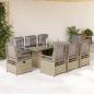 Preview: ARDEBO.de - 9-tlg. Garten-Essgruppe mit Kissen Beige Poly Rattan