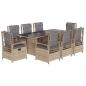 Preview: 9-tlg. Garten-Essgruppe mit Kissen Beige Poly Rattan