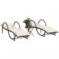 Preview: ARDEBO.de - Sonnenliegen 2 Stk. mit Tisch Braun Poly Rattan