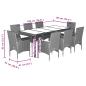 Preview: 9-tlg. Garten-Essgruppe mit Kissen Grau Poly Rattan Akazie