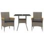 Preview: 3-tlg. Garten-Essgruppe mit Kissen Grau Poly Rattan und Glas
