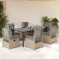 Preview: ARDEBO.de - 7-tlg. Garten-Essgruppe mit Kissen Beige Poly Rattan