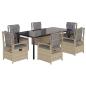 Preview: 7-tlg. Garten-Essgruppe mit Kissen Beige Poly Rattan