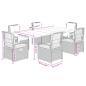 Preview: 7-tlg. Garten-Essgruppe mit Kissen Hellgrau Poly Rattan
