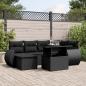 Preview: ARDEBO.de - 7-tlg. Garten-Sofagarnitur mit Kissen Schwarz Poly Rattan