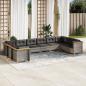 Preview: ARDEBO.de - 10-tlg. Garten-Sofagarnitur mit Kissen Grau Poly Rattan