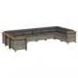 Preview: 10-tlg. Garten-Sofagarnitur mit Kissen Grau Poly Rattan