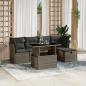 Preview: ARDEBO.de - 6-tlg. Garten-Sofagarnitur mit Kissen Grau Poly Rattan