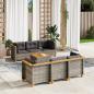 Preview: ARDEBO.de - 7-tlg. Garten-Sofagarnitur mit Kissen Grau Poly Rattan