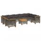 Preview: 10-tlg. Garten-Sofagarnitur mit Kissen Grau Poly Rattan