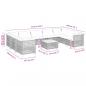 Preview: 10-tlg. Garten-Sofagarnitur mit Kissen Grau Poly Rattan