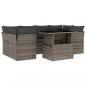 Preview: 7-tlg. Garten-Sofagarnitur mit Kissen Grau Poly Rattan