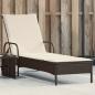 Preview: ARDEBO.de - Sonnenliege mit Rollen und Auflage Braun Poly Rattan