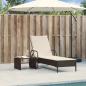 Preview: Sonnenliege mit Rollen und Auflage Braun Poly Rattan