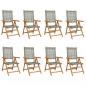 Preview: Gartenstuhl Verstellbar 8 Stk. Grau Poly Rattan Massivholz