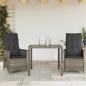 Preview: ARDEBO.de - 3-tlg. Bistro-Set mit Kissen Grau Poly Rattan