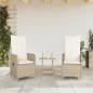 Preview: Gartensessel mit Kissen 2 Stk. Verstellbar Beige Poly Rattan
