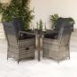 Preview: ARDEBO.de - 5-tlg. Garten-Essgruppe mit Kissen Grau Poly Rattan