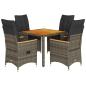 Preview: 5-tlg. Garten-Essgruppe mit Kissen Grau Poly Rattan