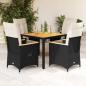 Preview: ARDEBO.de - 5-tlg. Garten-Essgruppe mit Kissen Schwarz Poly Rattan