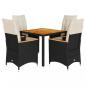 Preview: 5-tlg. Garten-Essgruppe mit Kissen Schwarz Poly Rattan