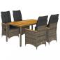 Preview: 5-tlg. Garten-Essgruppe mit Kissen Grau Poly Rattan