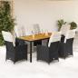 Preview: ARDEBO.de - 7-tlg. Garten-Essgruppe mit Kissen Schwarz Poly Rattan