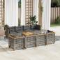 Preview: ARDEBO.de - 9-tlg. Garten-Sofagarnitur mit Kissen Grau Poly Rattan