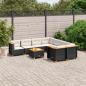 Preview: ARDEBO.de - 9-tlg. Garten-Sofagarnitur mit Kissen Schwarz Poly Rattan