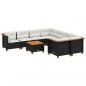 Preview: 9-tlg. Garten-Sofagarnitur mit Kissen Schwarz Poly Rattan