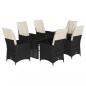 Preview: 7-tlg. Garten-Essgruppe mit Kissen Schwarz Poly Rattan