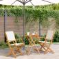 Preview: ARDEBO.de - 3-tlg. Bistro-Set Cremeweiß Stoff und Massivholz