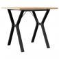 Preview: Esstisch Y-Gestell 80x80x75,5 cm Massivholz Kiefer & Gusseisen