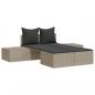 Preview: Doppel-Sonnenliege mit Kissen Hellgrau Poly Rattan