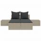 Preview: Doppel-Sonnenliege mit Kissen Hellgrau Poly Rattan