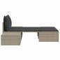 Preview: Doppel-Sonnenliege mit Kissen Hellgrau Poly Rattan