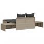 Preview: Doppel-Sonnenliege mit Kissen Hellgrau Poly Rattan