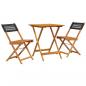 Preview: 3-tlg. Bistro-Set Schwarz Poly Rattan und Massivholz