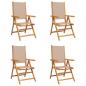 Preview: Gartenstühle Verstellbar 4 Stk. Taupe Stoff und Massivholz